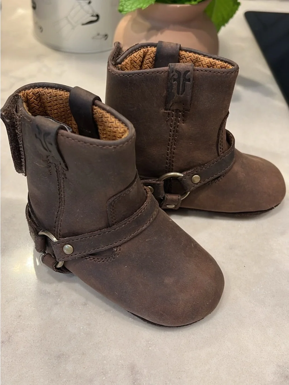 Frye Toddler Brown Leather Harness Boots